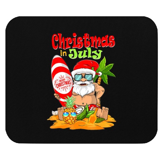 Christmas In July Funny Santa Summer Beach Mouse Pads
