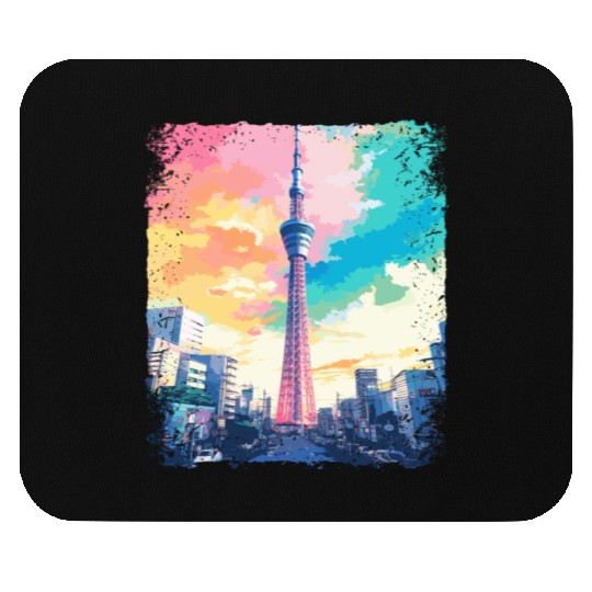 Tokyo Skytree Vaporwave Aesthetic Japanese Sight Mouse Pads