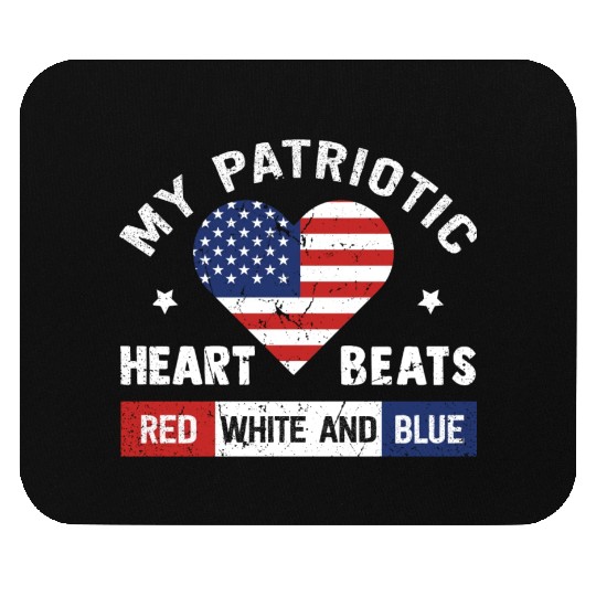 My Patriotic heart red white blue 4th of July Mouse Pads