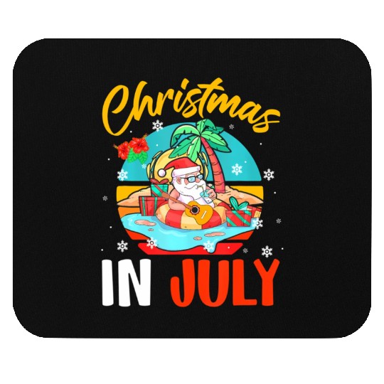Christmas In July Hawaiian Santa Relaxing On Mouse Pads