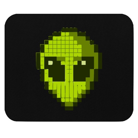 Green Alien Face Mouse Pads