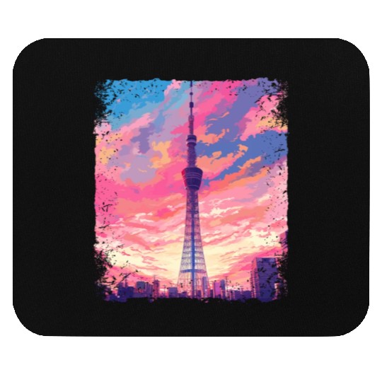 Vaporwave Aesthetic Skytree Tokyo Japanese Sight Mouse Pads