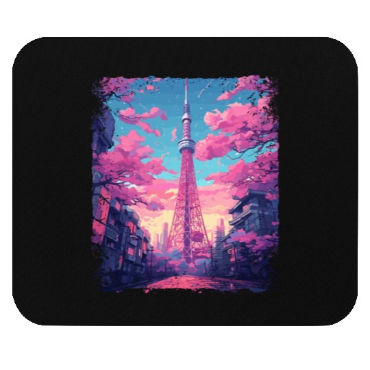Vaporwave Aesthetic Skytree Tokyo Japanese Sight Mouse Pads
