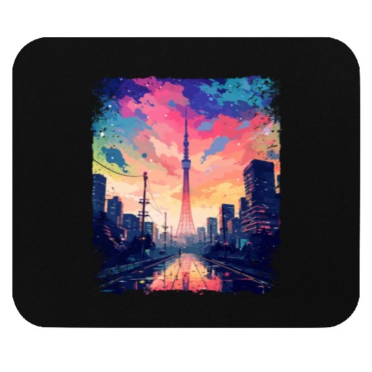 Vaporwave Japanese Aesthetic Skytree Tokyo Sight Mouse Pads