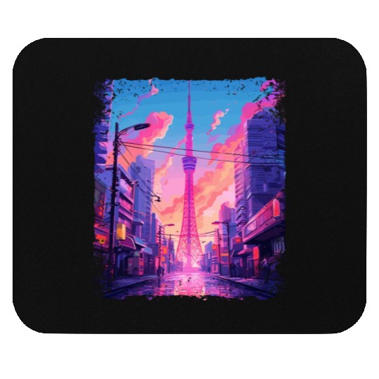 Vaporwave Aesthetic Japanese Skytree Tokyo Sight Mouse Pads