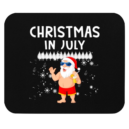 Funny Santa Christmas In July Summer Xmas Gif Mouse Pads