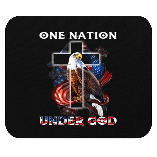 One Nation Under God Jesus Usa Cross Bald Eagle Mouse Pads