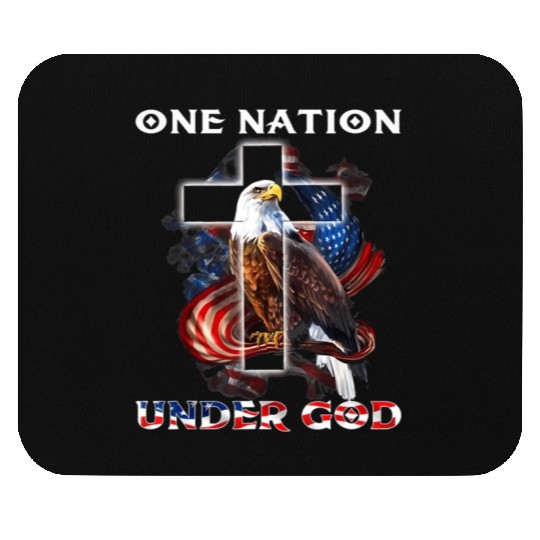 One Nation Under God Jesus Usa Cross Bald Eagle Mouse Pads