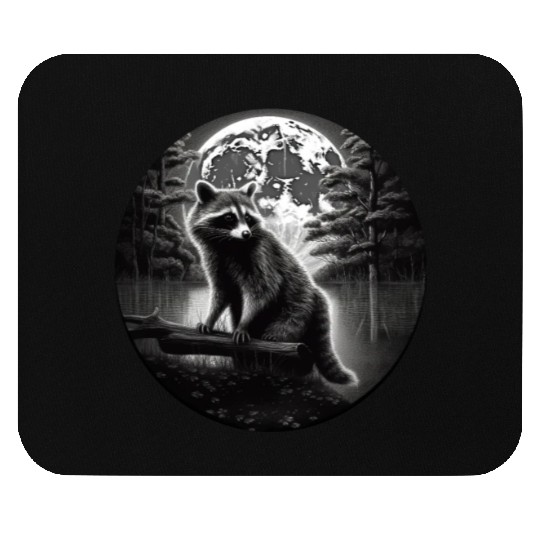 Raccoon Moon Forest Artwork Animal Art Raccoon Mouse Pads