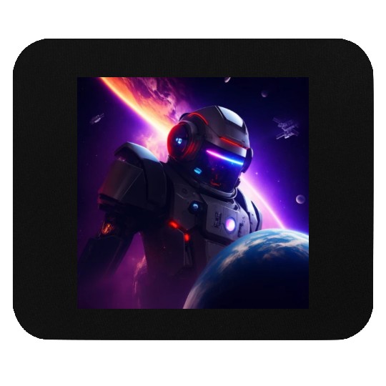 Evil Robot Attacking a Planet Mouse Pads