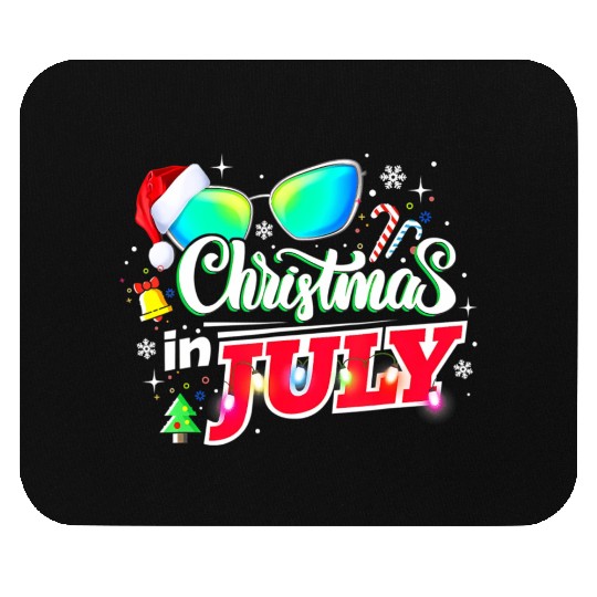 Christmas in July Santa Hat Sunglasses Summer Mouse Pads