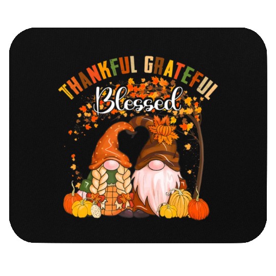 Thankful Grateful Blessed Gnomes Fall Autumn Mouse Pads