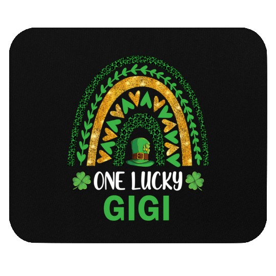 One Lucky Gigi St Patric Day Shamrock Rainbow Mouse Pads