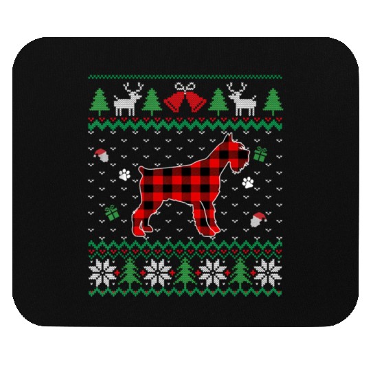 Red Plaid Schnauzer Ugly Dog Mouse Pads