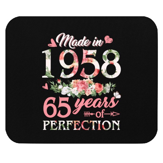 Made In 1958 Floral 65 65Th Mouse Pads