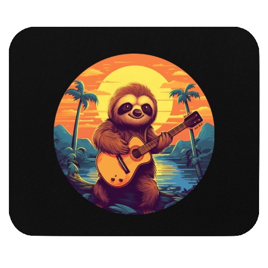 Sloth Guitar Sunset Mouse Pads