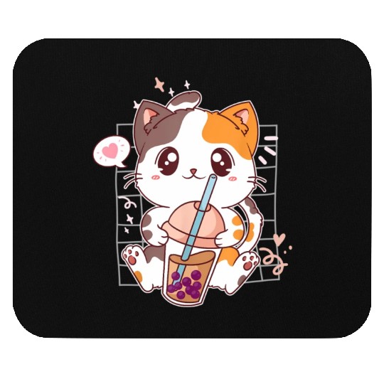 Cat Boba Tea Bubble Tea Kawaii Anime Japanese Mouse Pads