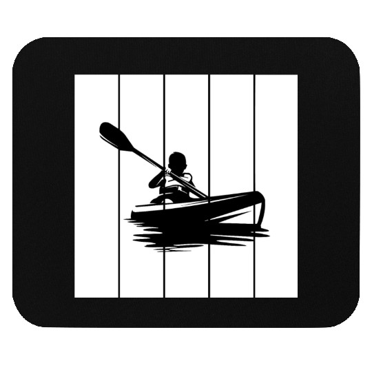 Man in a kayak boat rafting down a river Mouse Pads