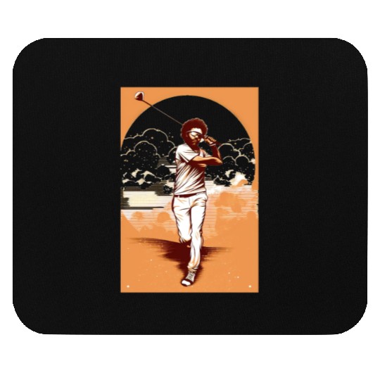 Golfer Afro Man Golf Player African American Mouse Pads