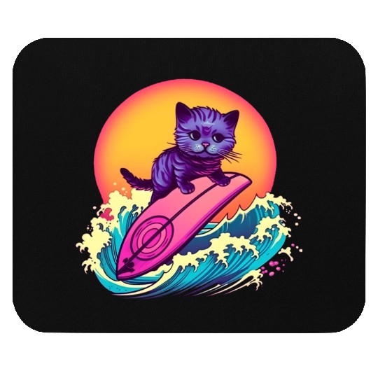 Cool Cat Surfing Mouse Pads