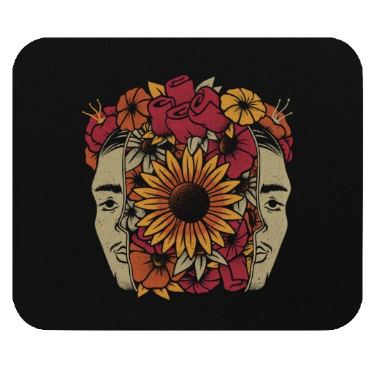 Frida Kahlo Head Flowers Mouse Pads