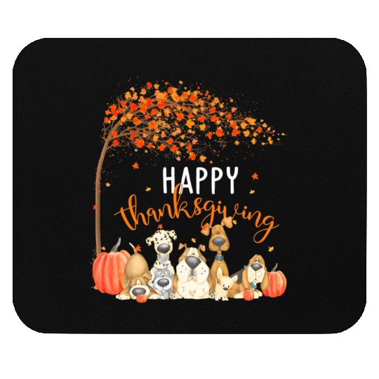 Cute Dogs Autumn Leaves Pumpkin Happy Mouse Pads