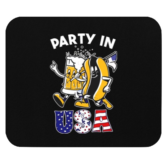 Party In The Usa Hot Dog Love Funny Fourth Of July Mouse Pads