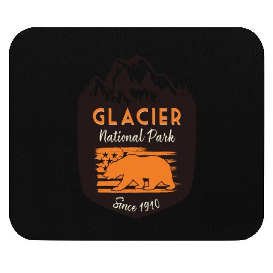 Glacier National Park Us Flag Grizzly Bear Mouse Pads