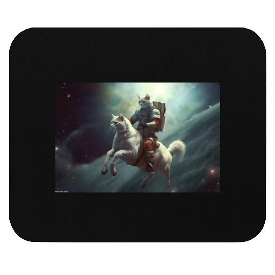 Cat Rider of the Apocalypse II - Weird Painting Mouse Pads