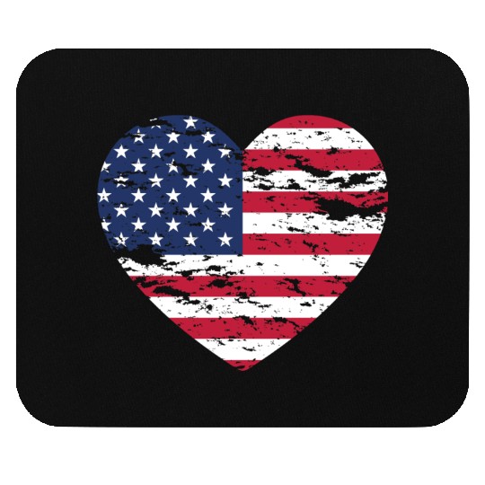 United States of America Flag Love Heart Mouse Pads