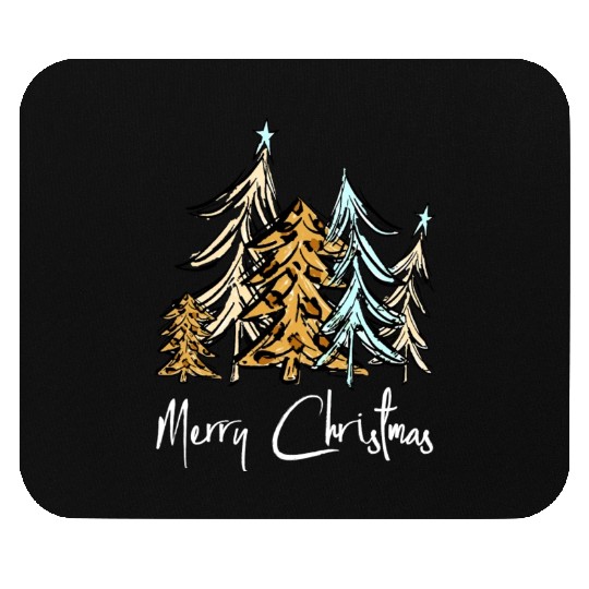 Merry Christmas Leopard Trees Family Christmas Mouse Pads