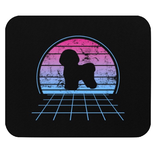 Bichon Frise Silhouette Retro Vintage Mouse Pads