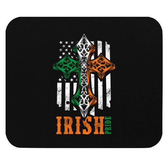 Irish American Flag Celtic Cross Mouse Pads