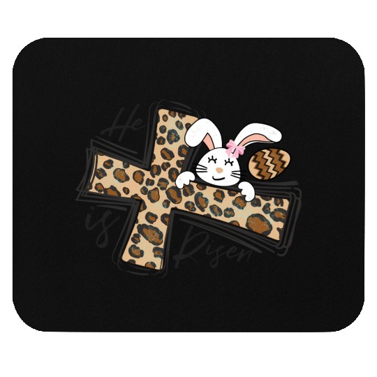Happy Easter He Is Risen Jesus Cross Easter Bunny Mouse Pads