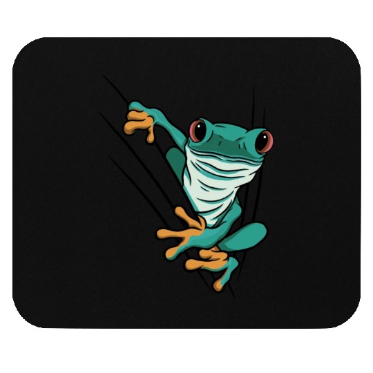 Cute Green Frog Animal With A Cute Green Frog Mouse Pads