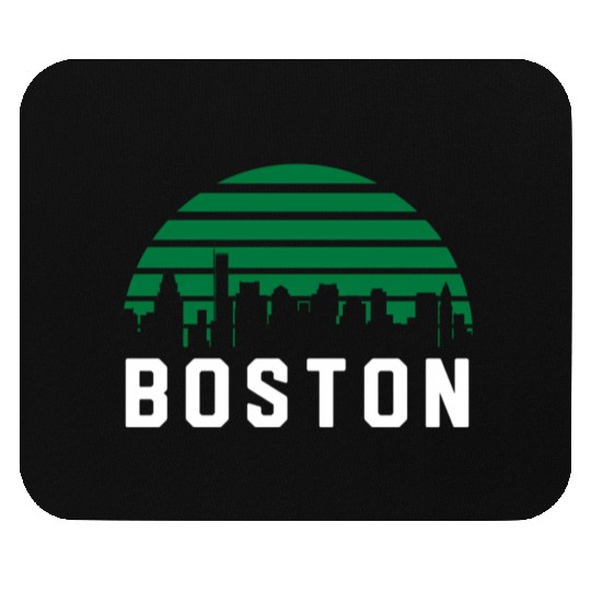 Boston Massachusetts Cityscape Green Mouse Pads