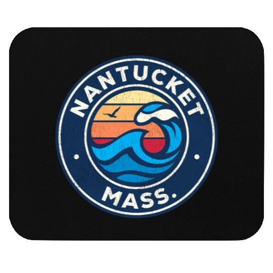 Nantucket Massachusetts Ma Nautical Waves Mouse Pads