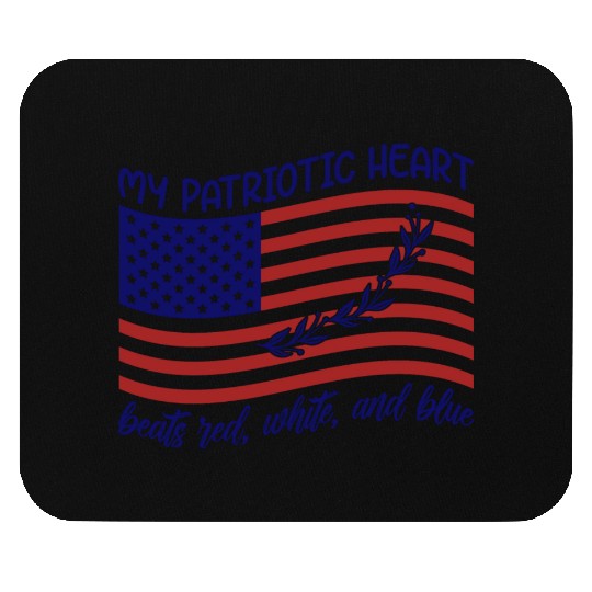 My patriotic heart beats red white and blue Mouse Pads