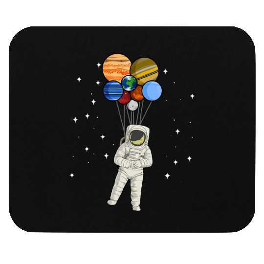Astronaut Holding Planet Balloons of Solar System Mouse Pads