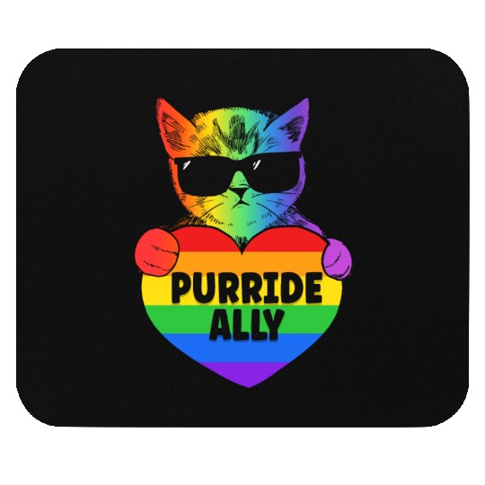 Purride Ally Cat Rainbow LGBT Pride Month Feline Mouse Pads