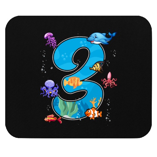 3rd birthday Aquarium Fish lover 3 Year Old Sea Pa Mouse Pads