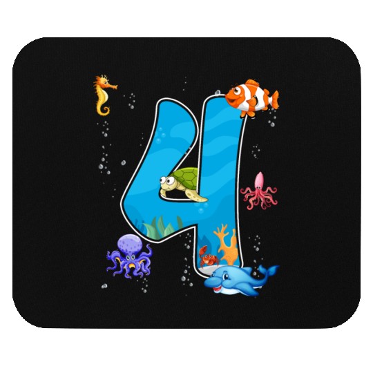 4th birthday Aquarium Fish lover 4 Year Old Sea Mouse Pads