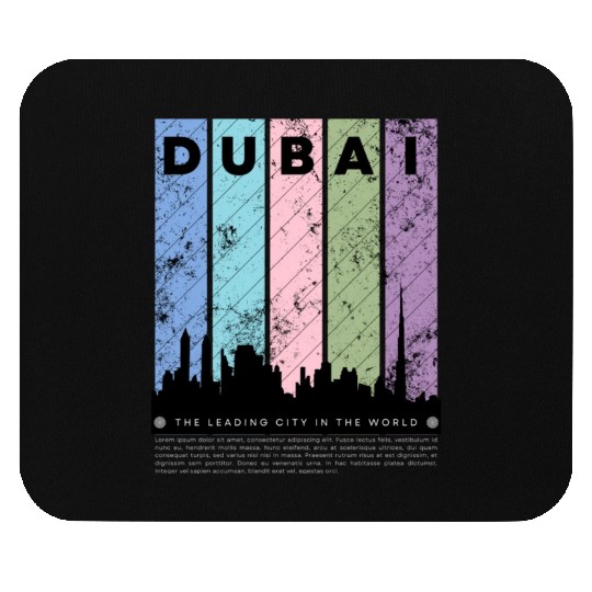 Black Colorful Dubai The Leading City in the World Mouse Pads
