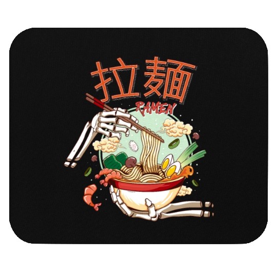 skeleton hands eating ramen noodle soup bowl art Mouse Pads