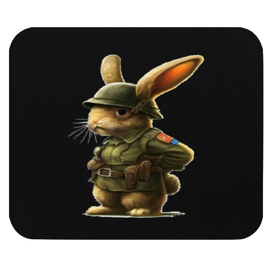Courageous Bunny Soldier Mouse Pads