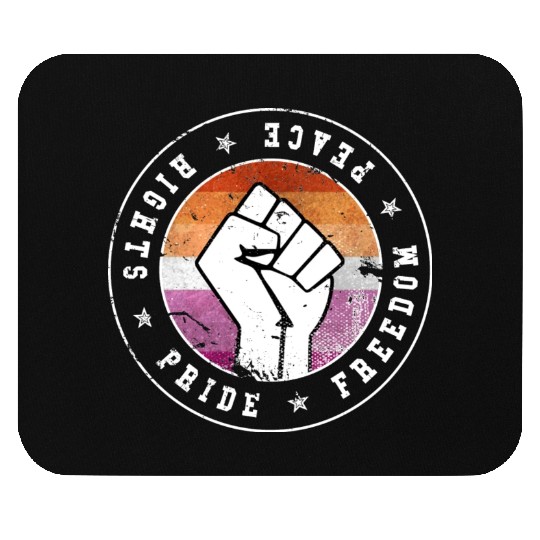 Lesbian LGBT Flag Emblem W grunge Mouse Pads