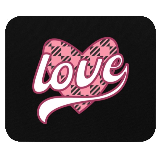 Buffalo Plaid Heart Love Valentine days travel Mouse Pads