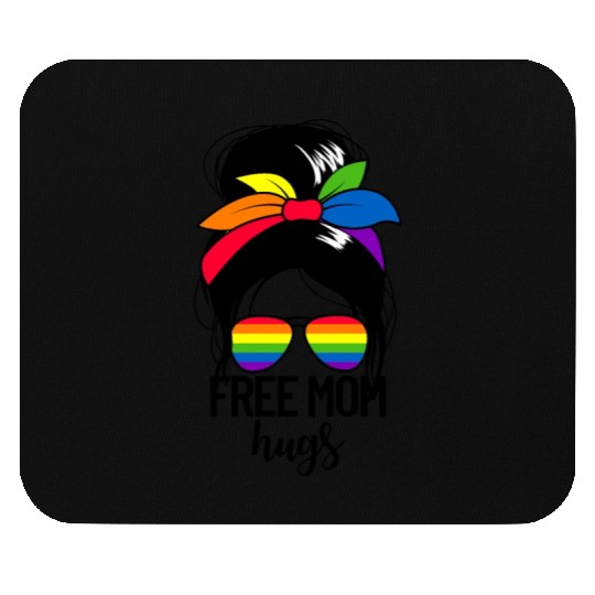 Free Mom Hugs Womens Messy Bun LGBTQ Free Mom Hugs Mouse Pads