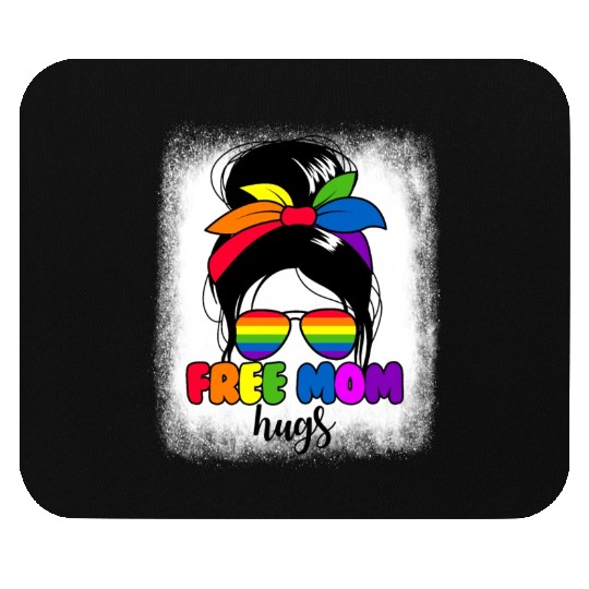 Free Mom Hugs Womens Messy Bun LGBTQ Free Mom Hugs Mouse Pads