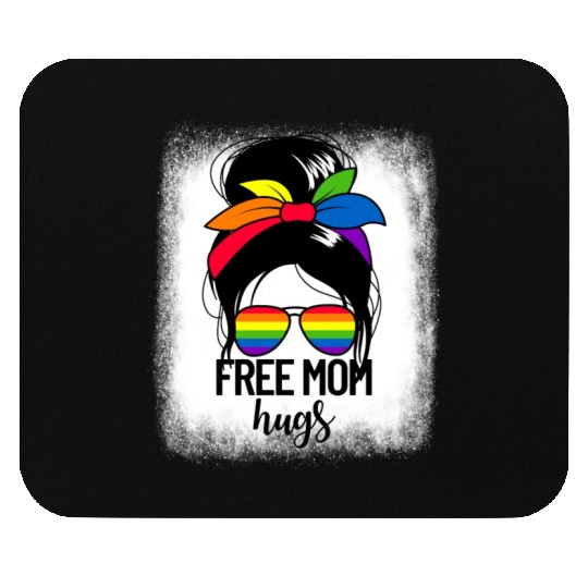 Free Mom Hugs Womens Messy Bun LGBTQ Free Mom Hugs Mouse Pads